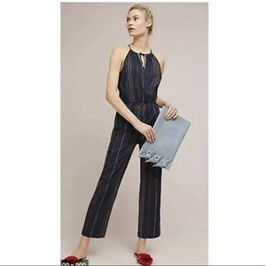 Anthropologie Striped Halter Jumpsuit